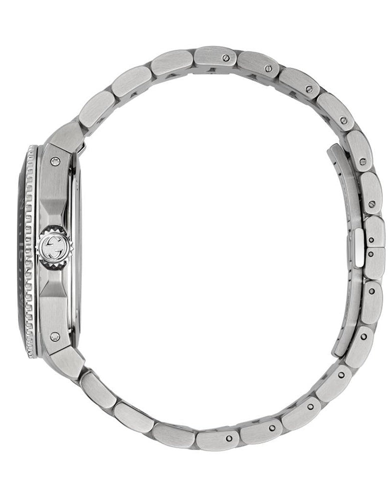 Gucci Dive watch bracelet and case side profile showing stainless steel construction
