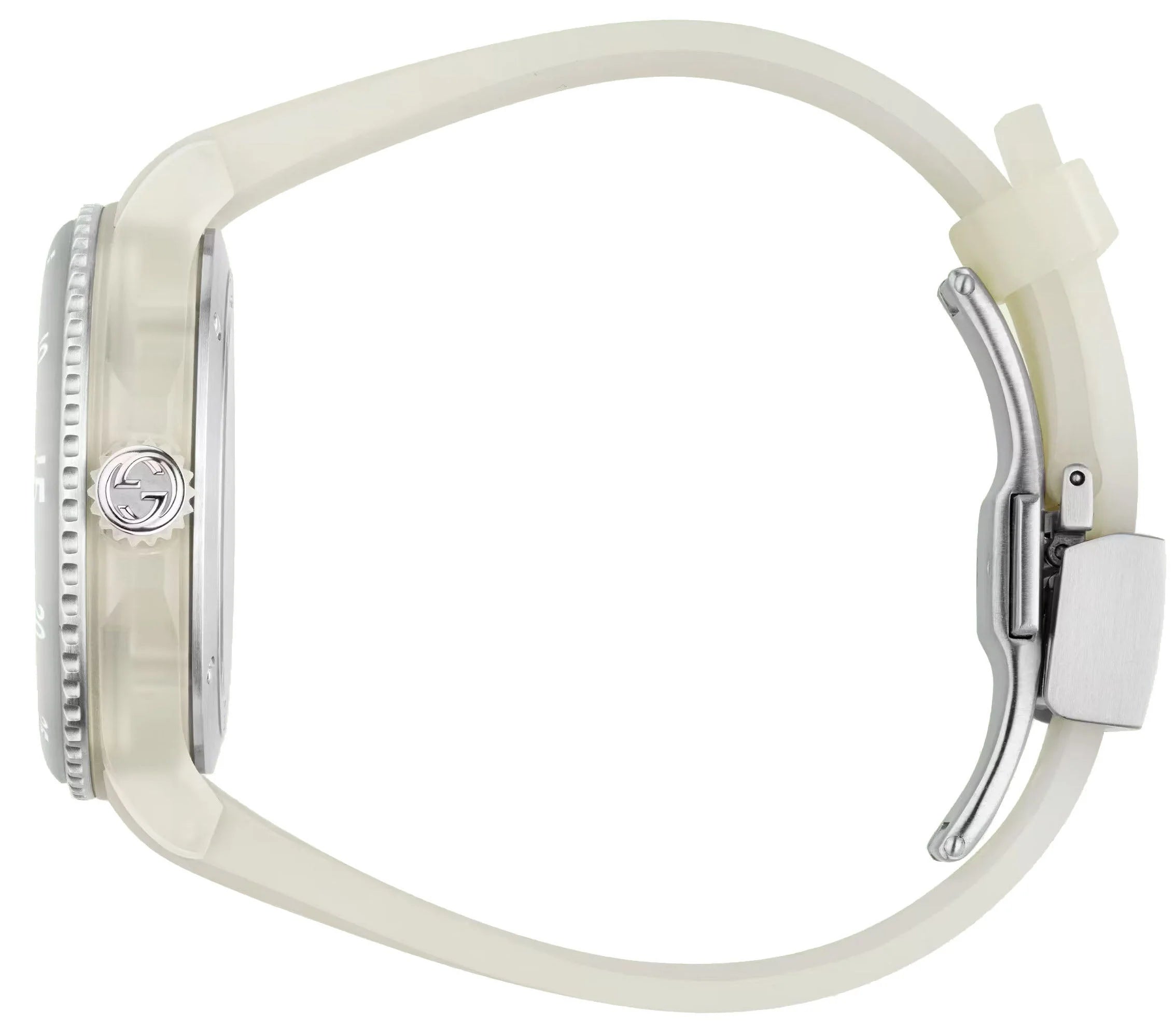 Gucci Dive watch white rubber strap with clasp on unisex timepiece