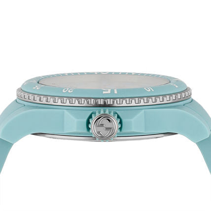 Gucci Dive watch top view showing case profile and crown