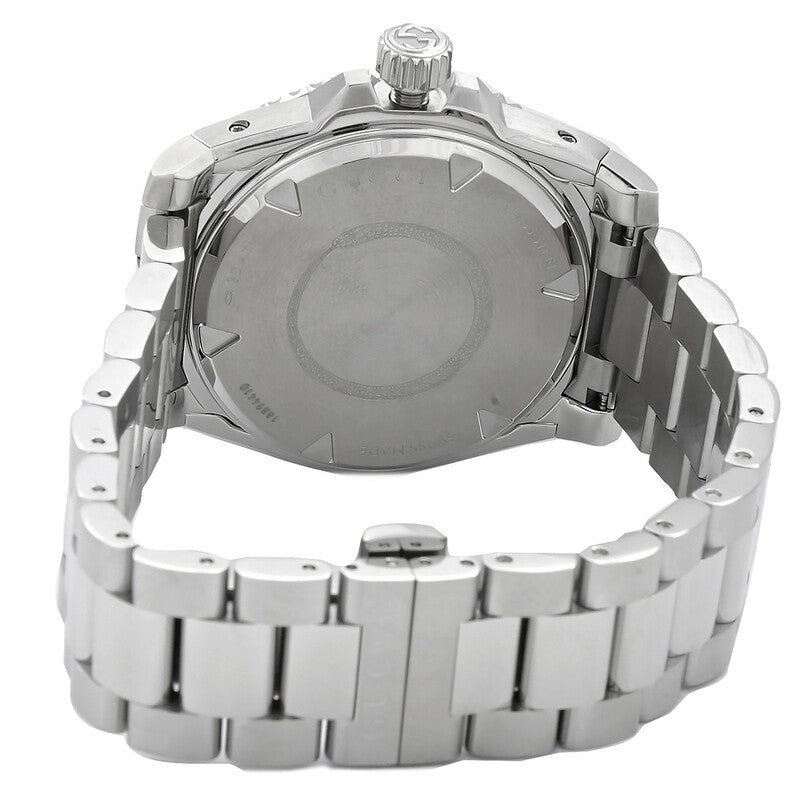 Gucci Dive watch caseback showing stainless steel case and bracelet