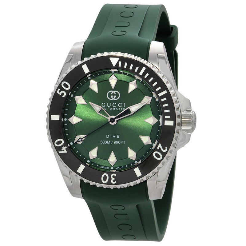 Gucci Dive automatic men's watch with green dial and stainless steel case