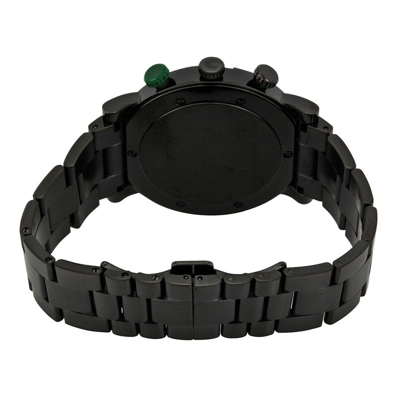 Gucci G-Chrono YA101331 caseback view showing black PVD steel case and link bracelet