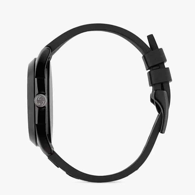 GUCCI G-Timeless black rubber strap with GG logo buckle clasp