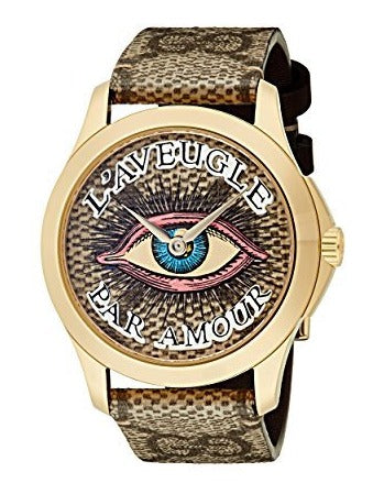 Gucci G-Timeless YA1264022 with colorful eye dial and GG Supreme strap