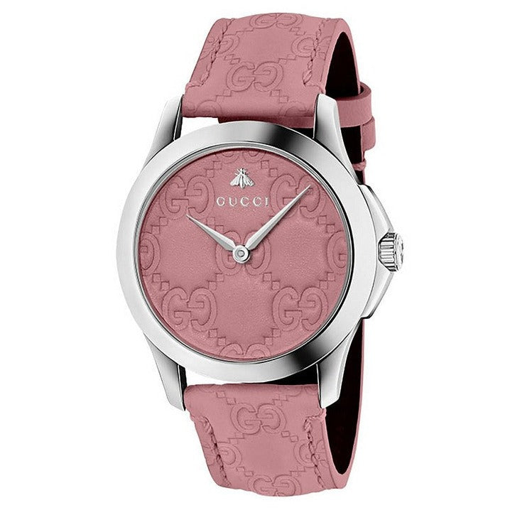 Gucci G-Timeless YA1264030 women's watch with candy pink dial and stainless steel case