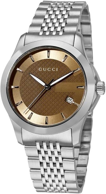 Gucci G-Timeless brown dial men's watch with stainless steel bracelet