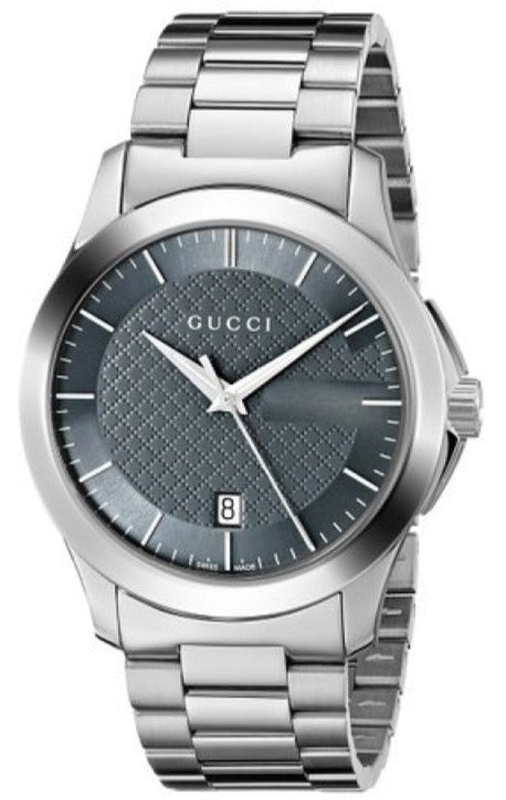 Gucci G-Timeless watch with grey dial and stainless steel bracelet