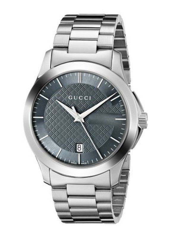 Gucci G-Timeless men's watch grey dial with white hands and date window