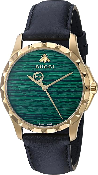 GUCCI G-Timeless 38MM watch with malachite green striped dial and gold-tone case