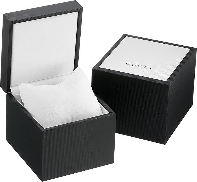 Gucci G-Timeless watch in black presentation box with white interior