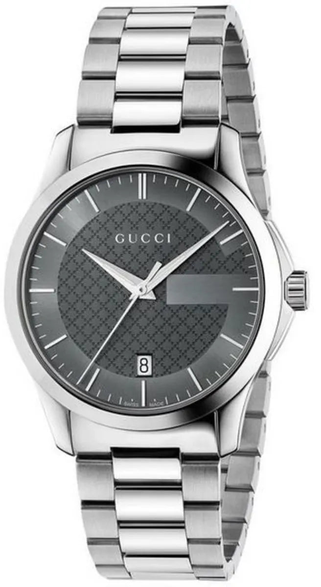 Gucci G-Timeless 27mm womens watch with anthracite dial and stainless steel bracelet