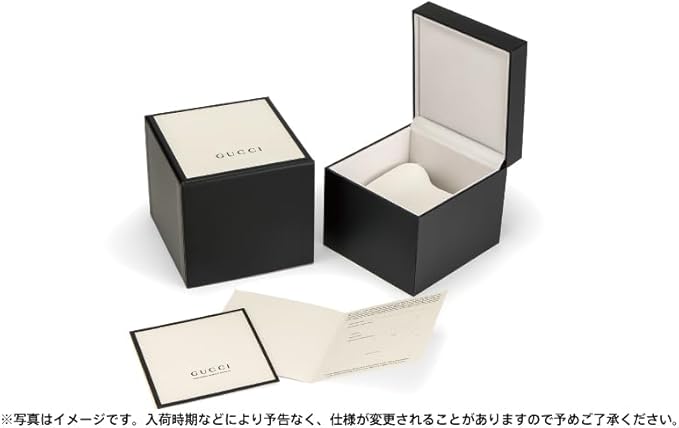 Gucci watch presentation box, open box, and care card