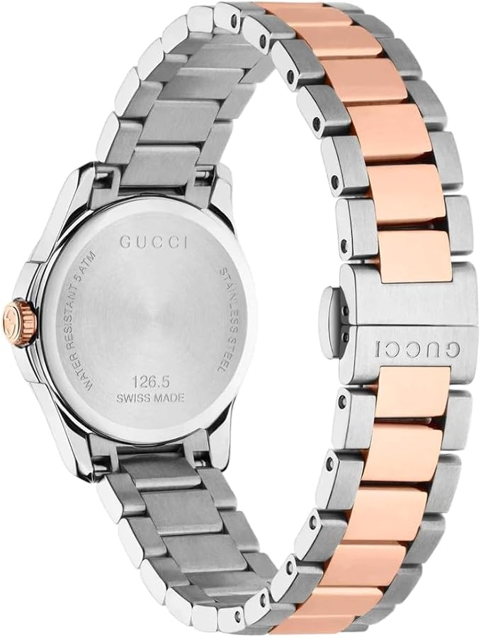 Gucci G-Timeless watch caseback showing Swiss made marking and model number 126.5