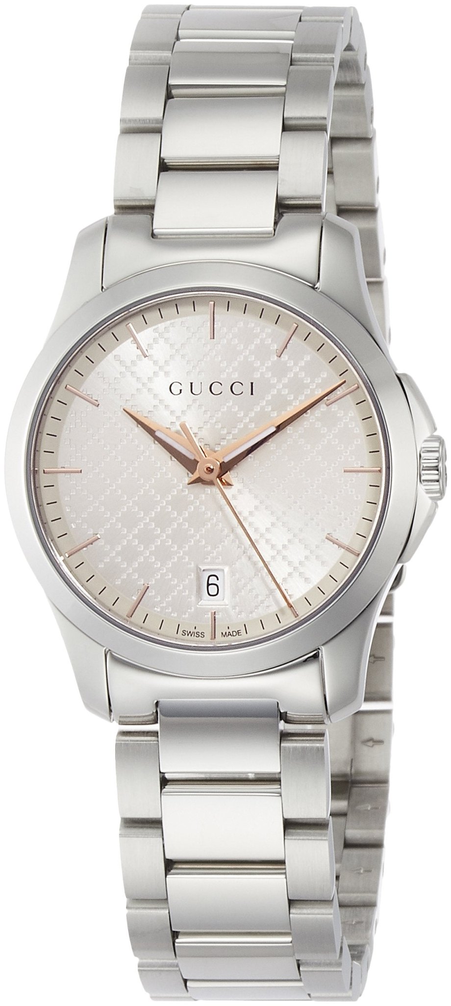 Gucci G Timeless 27mm women's watch with champagne dial and stainless steel bracelet