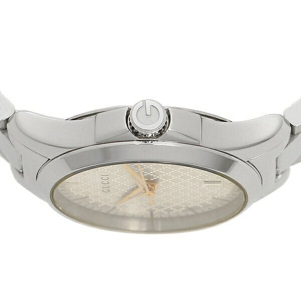 Top view of Gucci G Timeless watch showing crown and upper bracelet lugs