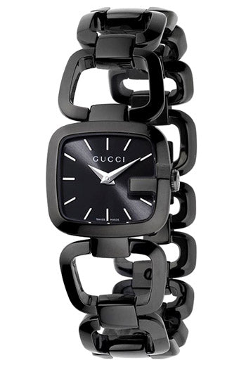 Gucci G-Gucci YA125504 25MM black PVD petite women's watch with chain bracelet