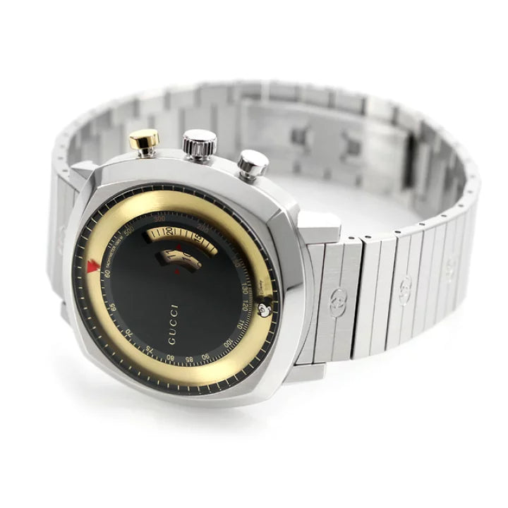 Gucci Grip Disney Mickey Mouse watch worn on wrist showing full case and bracelet design