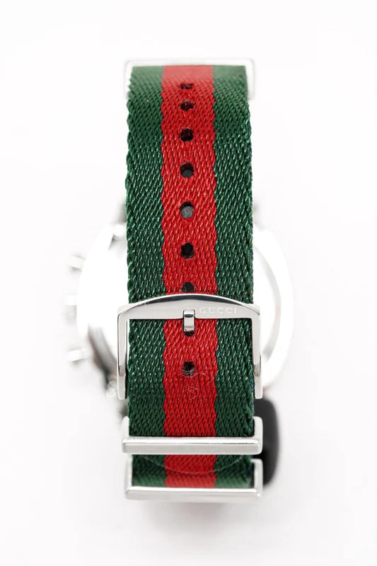Gucci Grip YA157304 green and red nylon strap with buckle detail