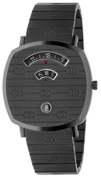 Gucci Grip YA157429 quartz watch with grey dial and grey steel strap
