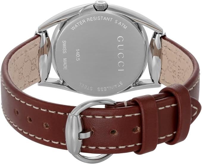 Gucci Horsebit watch caseback showing water resistant 5 ATM marking and horsebit motif