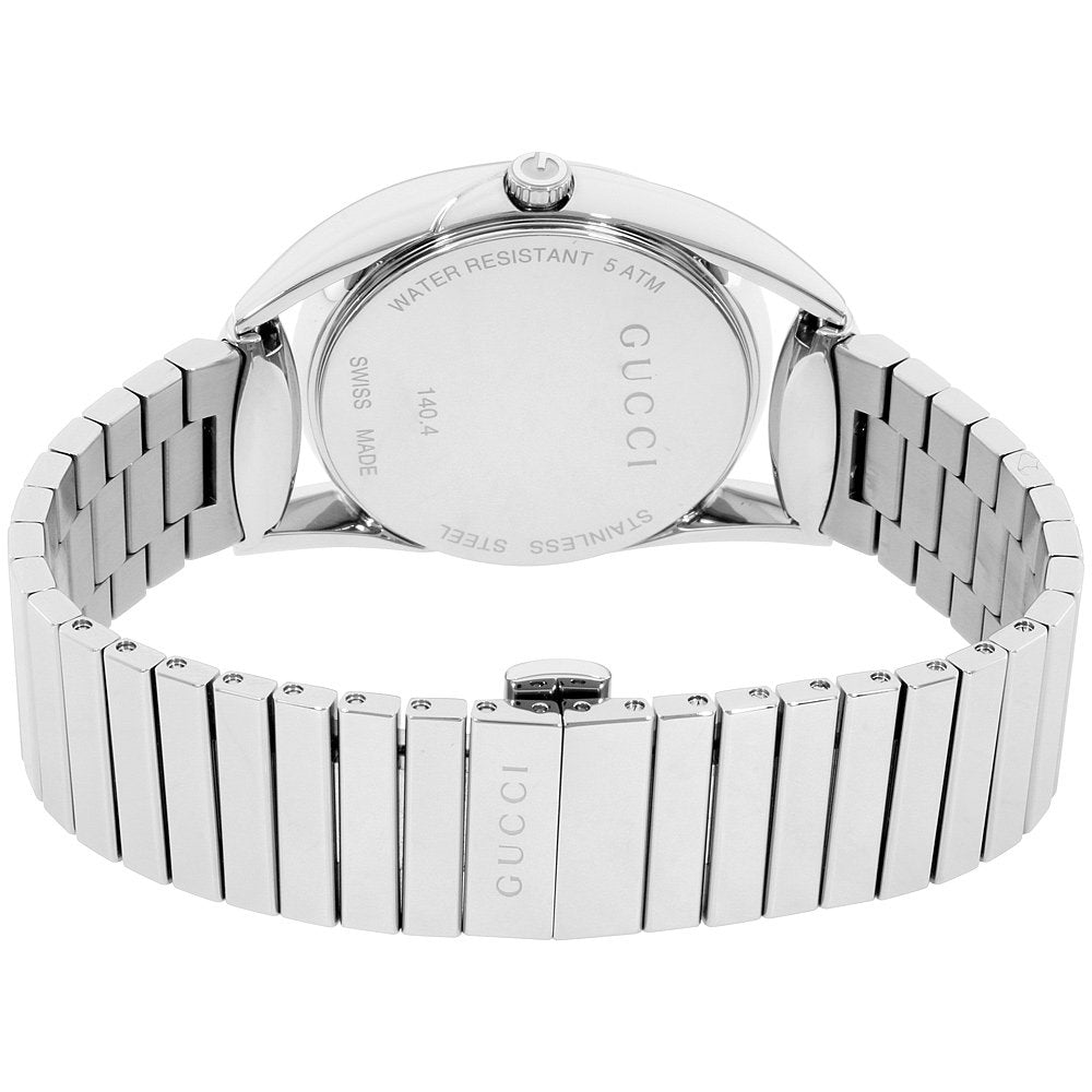 Gucci Horsebit watch caseback displaying water resistant specifications and bracelet