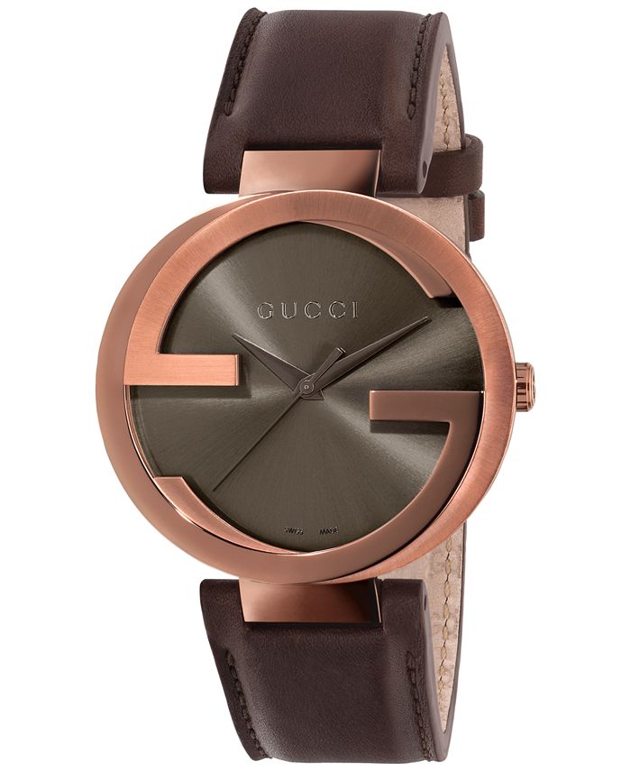 Gucci Interlocking G XL brown dial watch with rose gold case and strap