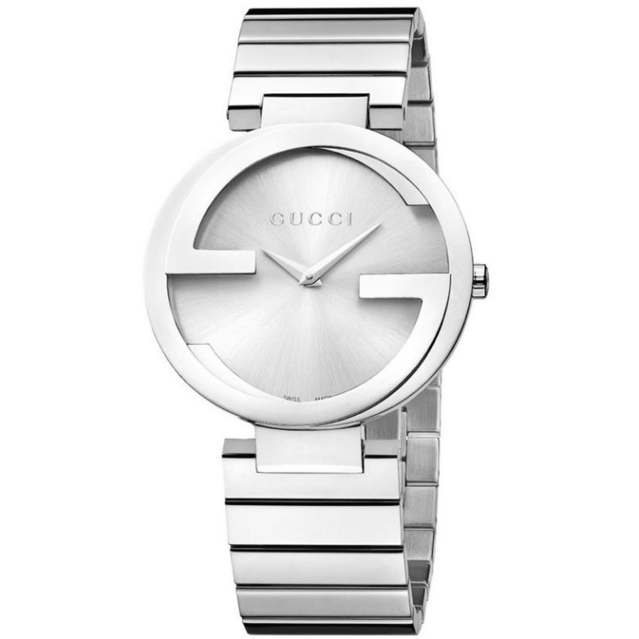 Gucci Interlocking G women's watch with silver dial and stainless steel bracelet