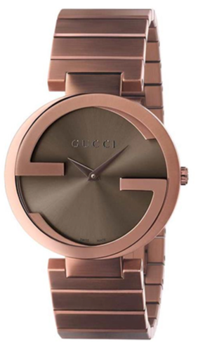 Gucci Interlocking G brown PVD watch with brown dial and matching bracelet