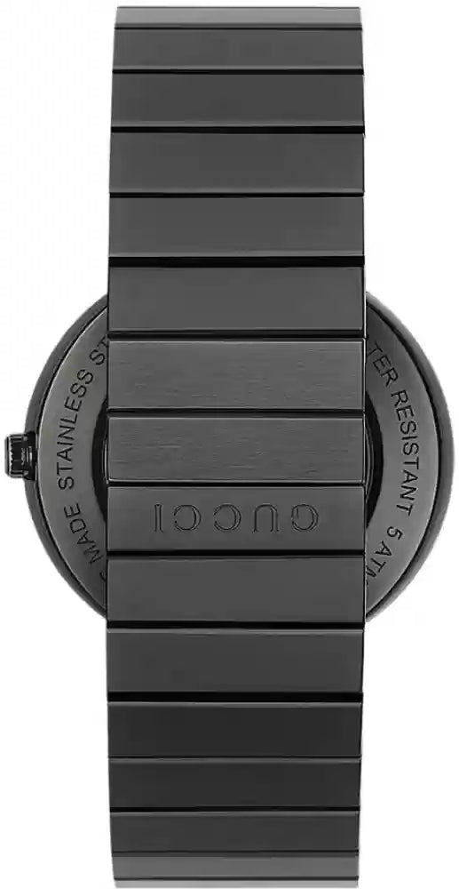 Gucci Interlocking Grammy watch black interlocking bracelet strap detail