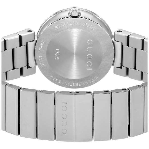 Stainless steel caseback of Gucci Interlocking watch with engraved model number YA133505