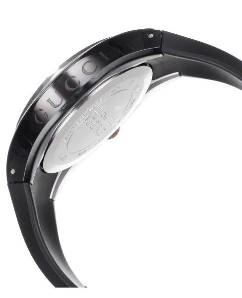 Gucci Sync watch caseback showing stainless steel back plate with engraved details and reference number