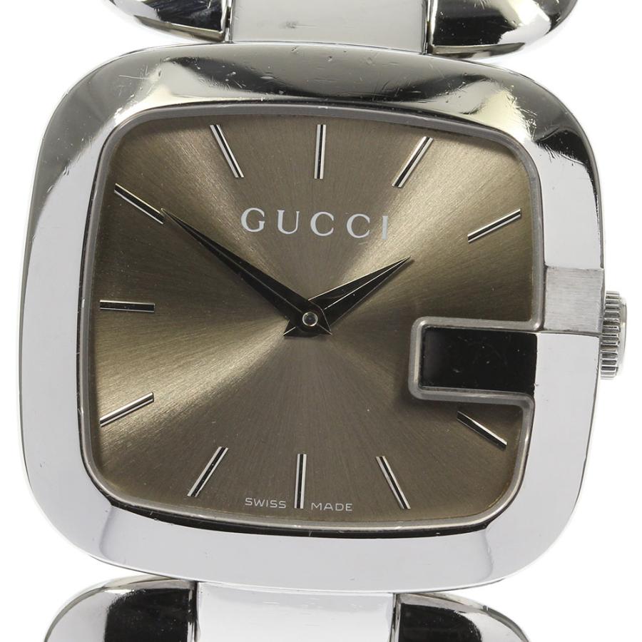 Gucci YA125401 dial showing brown brushed surface with stick hour markers