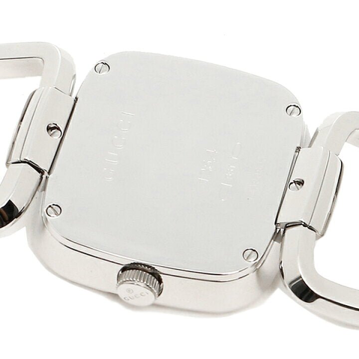 Gucci YA125404 watch caseback showing stainless steel back plate and engraving