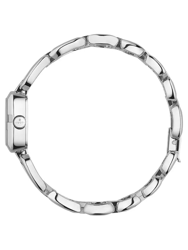Gucci YA125502 watch on wrist showing full bracelet and case profile