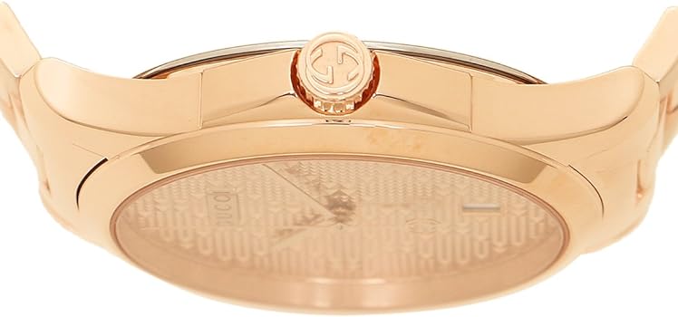 Gucci YA126482 watch caseback showing stainless steel engraving and movement