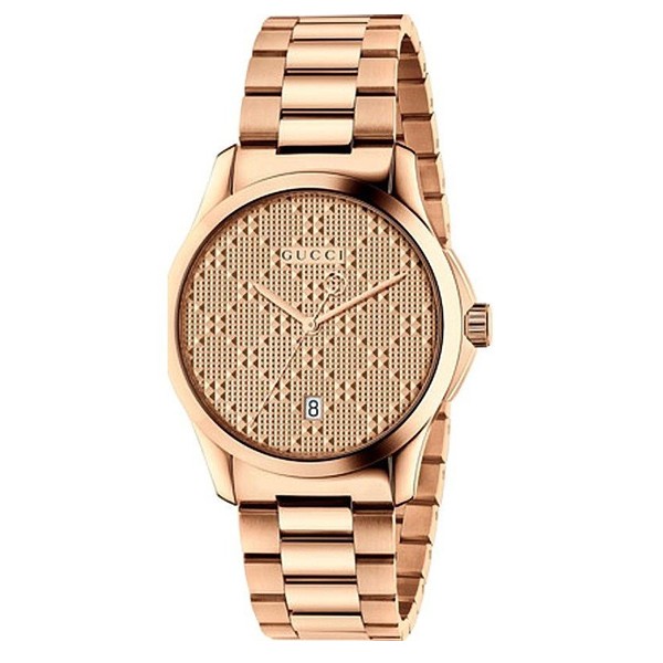 Gucci YA126482 G-Timeless men's watch rose gold case and bracelet front view