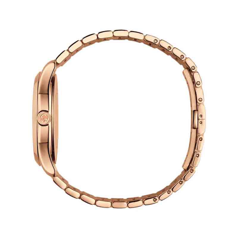 Gucci YA126482 rose gold link bracelet with secure clasp and end links detail