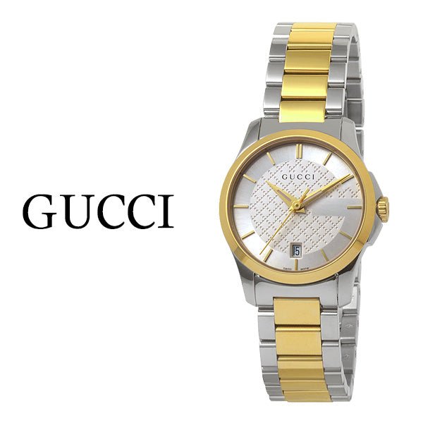 Gucci G-Timeless ladies watch with two-tone stainless steel case and mixed metal bracelet