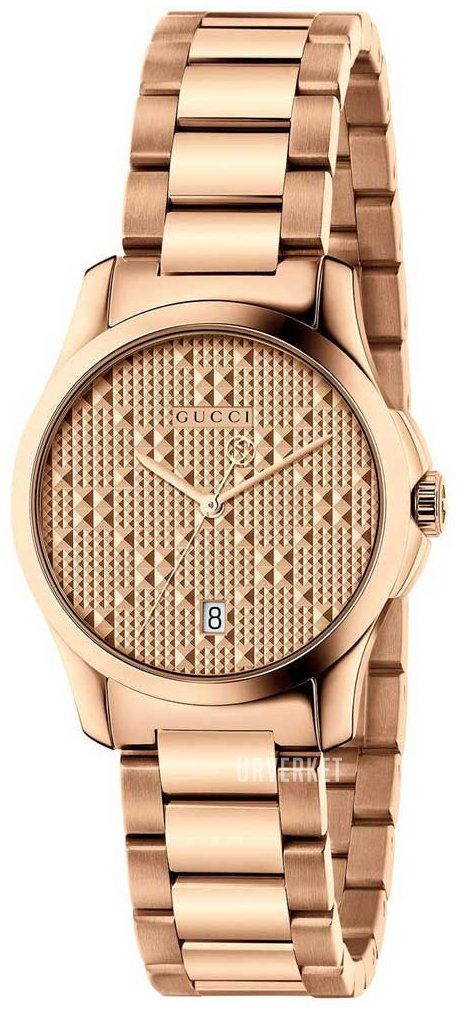 Gucci G-Timeless rose gold women's watch with textured dial and rose gold steel strap