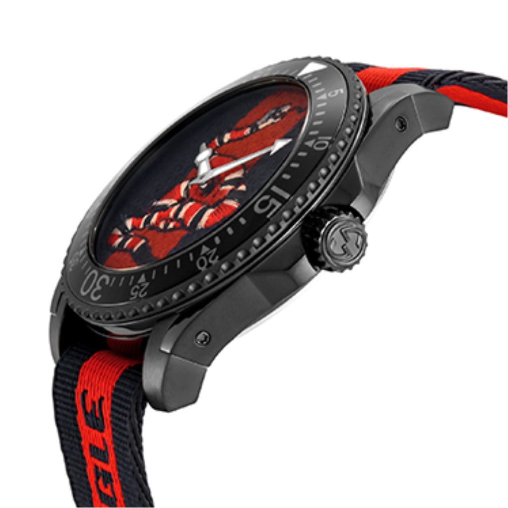 GUCCI Dive watch side view showing stainless steel case profile and crown