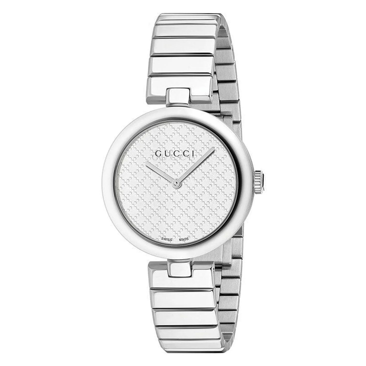 Gucci YA141402 mother of pearl dial quartz watch with stainless steel bracelet