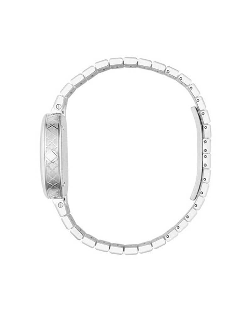 Gucci YA141402 watch side view displaying stainless steel bracelet links