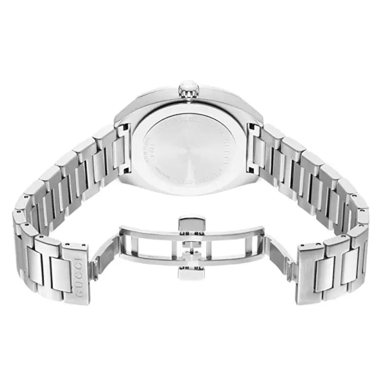 Stainless steel case back and bracelet of Gucci YA142405 watch