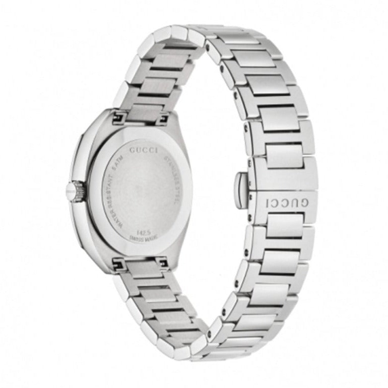Gucci YA142506 watch caseback and steel link bracelet