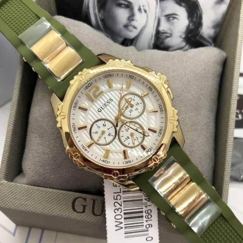 Guess Army Green Silicon Strap Women’s Watch W0325L5 - Watch