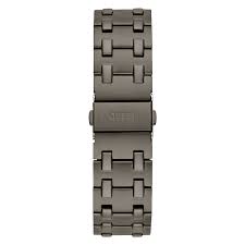Black steel bracelet strap of Guess Asset watch with solid link construction