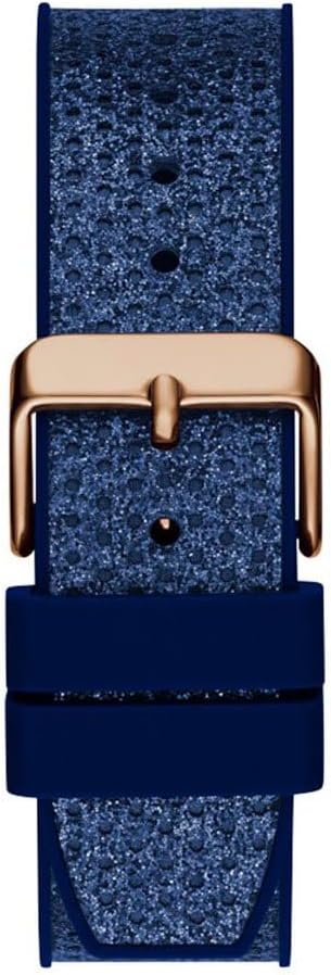 Guess ASTERIA blue textured strap with rose gold buckle and hardware detail