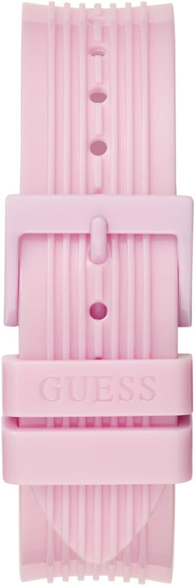 Guess Athena pink rubber strap with textured ridge pattern and GUESS branding