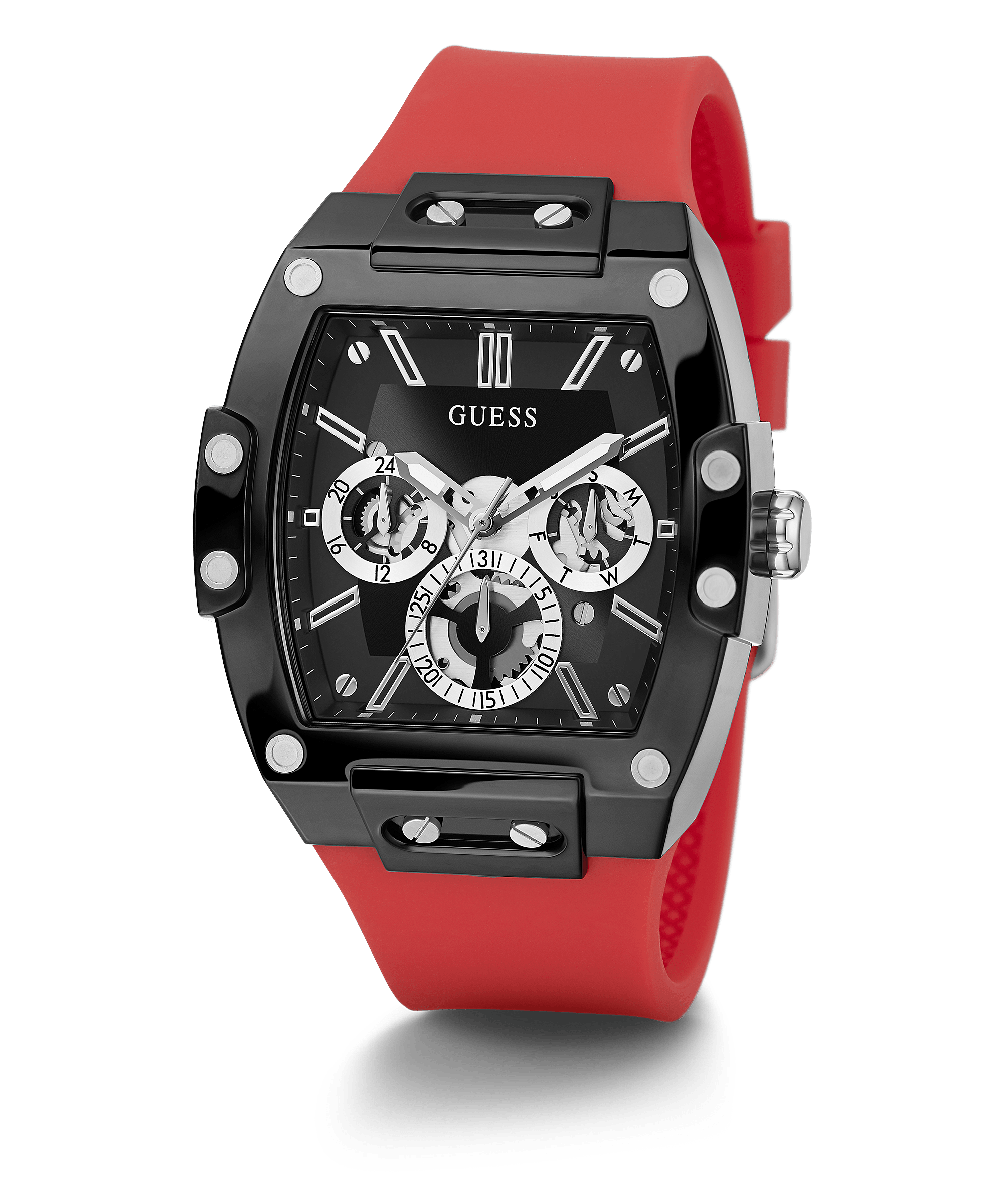 Guess Black Case Red Silicone Men’s Watch GW0203G4 - Watch