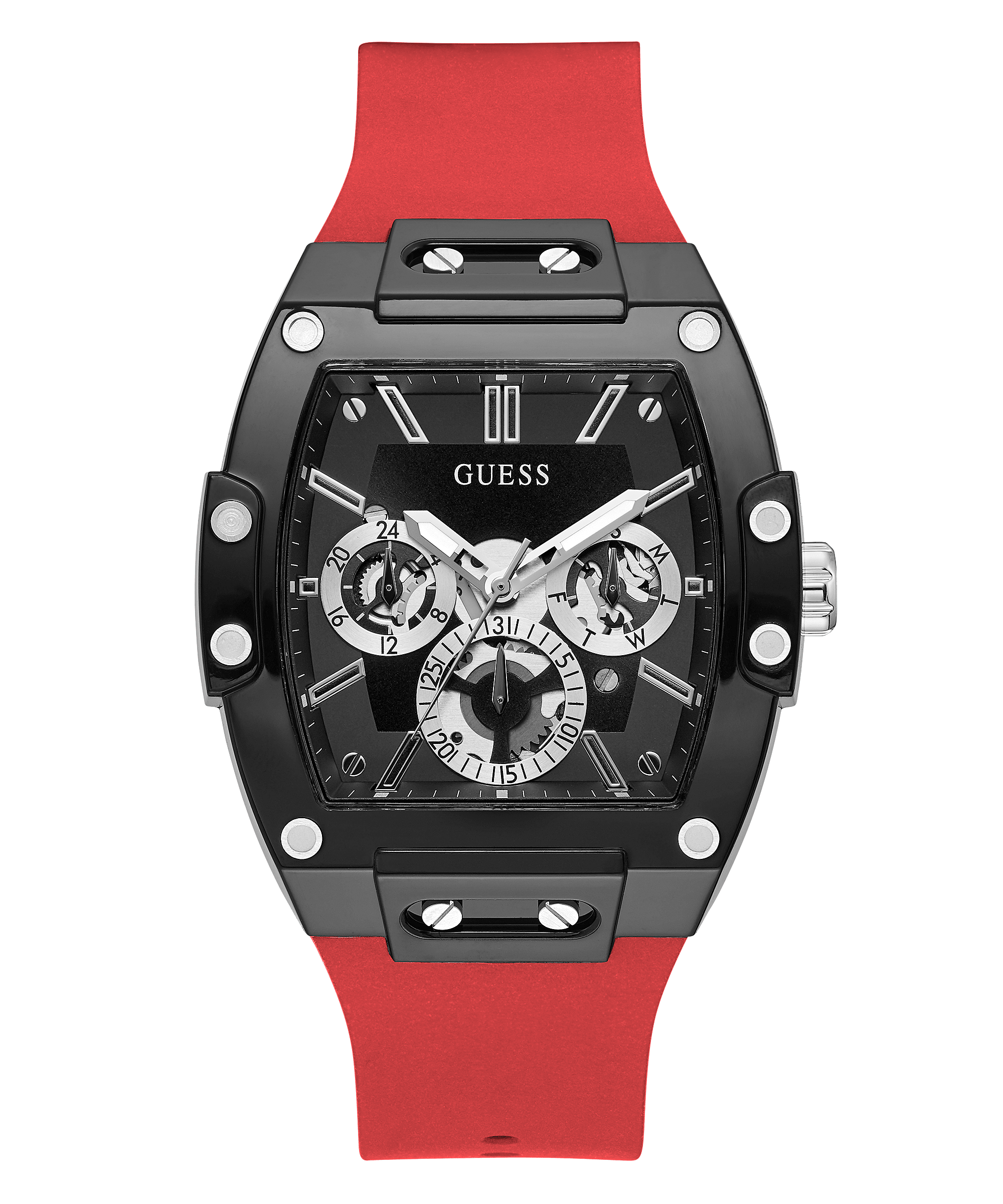 Guess Black Case Red Silicone Men’s Watch GW0203G4 - Watch